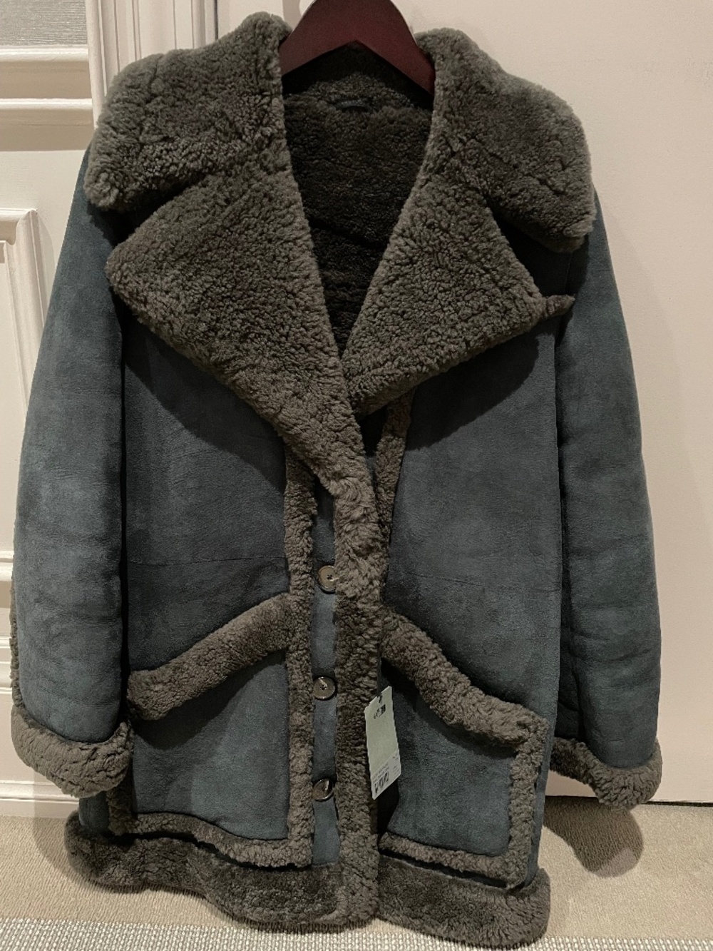ZADIG & VOLTAIRE Laury Shearling Coat, Grey/Black